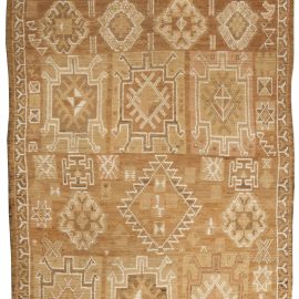 Mid-20th century Turkish Oushak Beige, Brown, White Wool Rug BB4999