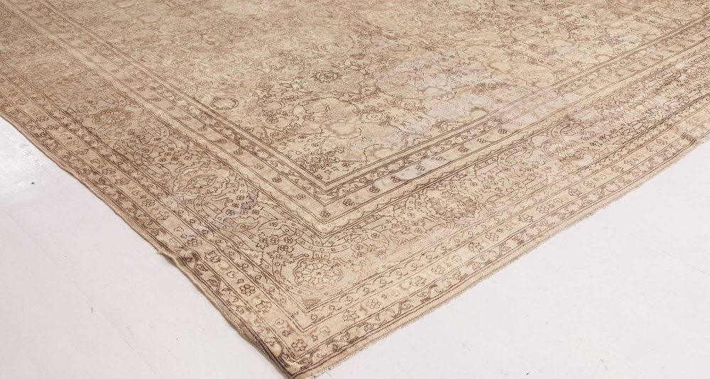 Antique Turkish Sivas Botanic Brown Handwoven Wool Carpet BB2288