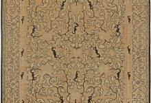 Vintage <mark class='searchwp-highlight'>Chinese</mark> Botanic Beige and Black Handmade Wool Rug BB5611