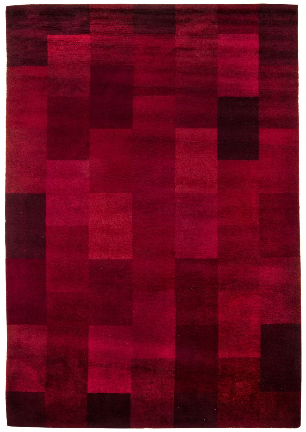 Mid-20th Century Art Deco Raspberry Red Handmade Wool Rug BB6343