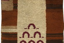 Vintage French <mark class='searchwp-highlight'>Art Deco</mark> Brown, Purple and Beige Hand Knotted Wool Rug BB6172