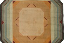 Mid-20th Century French <mark class='searchwp-highlight'>Art Deco</mark>, Bold, Green, Red, Yellow Handmade Wool Rug BB6271