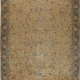 Antique Indian Floral Allover Oversized Soft Beige Hand-Knotted Wool Carpet – Circa 1900 BB5425