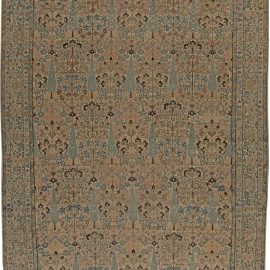 Kirman Persian Antique Floral Allover Warm Tan Hand-Knotted Wool Rug – Circa 1900 BB5568
