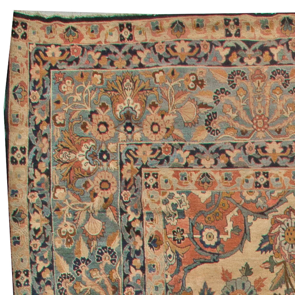 Authentic Vintage Persian Kirman Floral Handmade Wool Rug BB5550