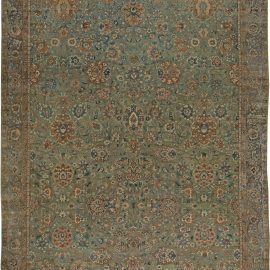 Antique Kirman Persian Floral Allover In Slate Gray, Hand-Knotted Wool Rug – Circa 1900 BB5588