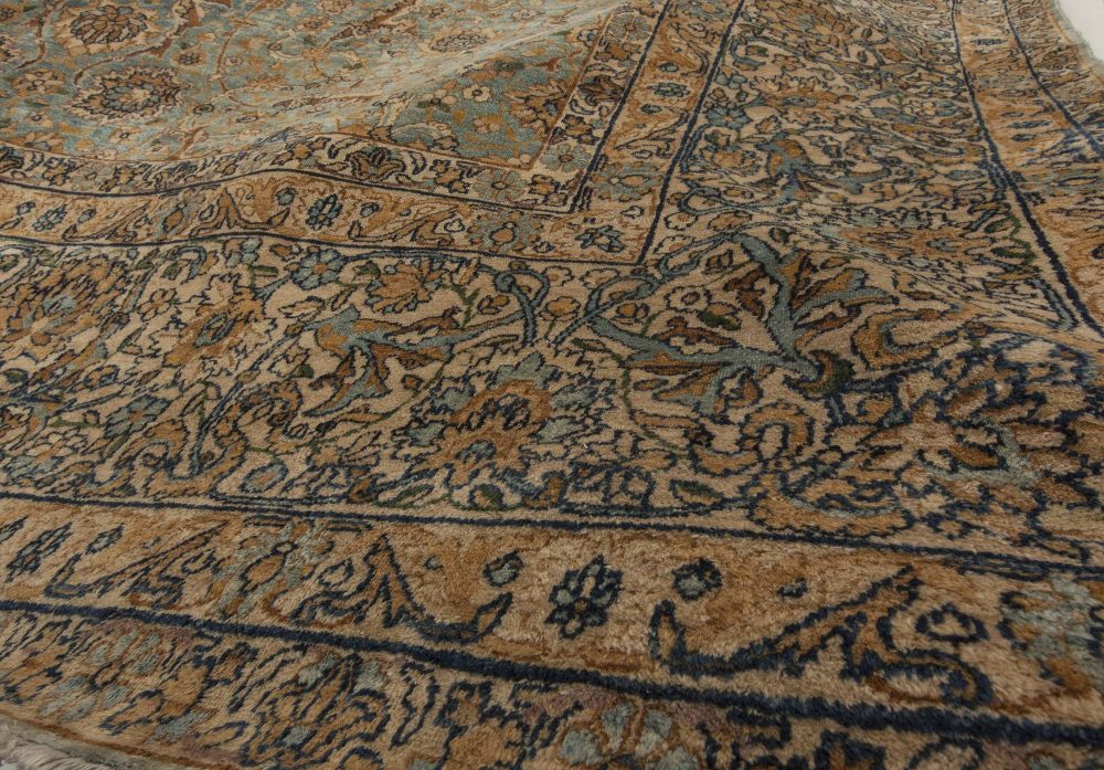 Vintage Persian Kirman Botanic Green Handmade Wool Rug BB5588