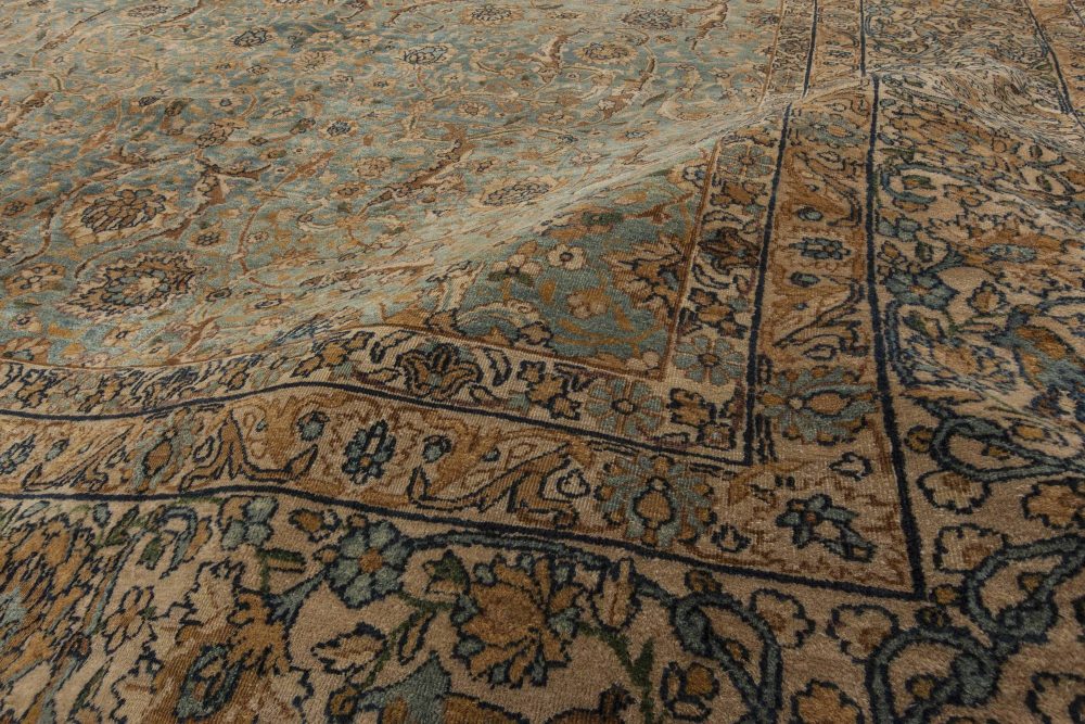 Vintage Persian Kirman Botanic Green Handmade Wool Rug BB5588