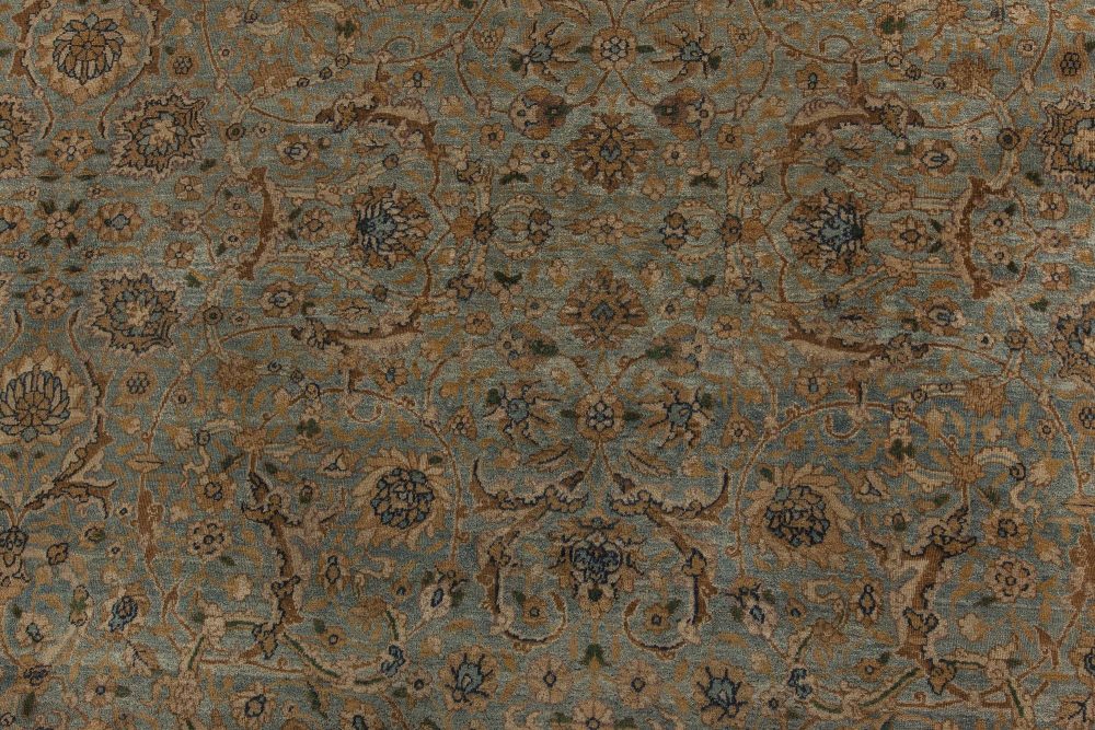 Vintage Persian Kirman Botanic Green Handmade Wool Rug BB5588