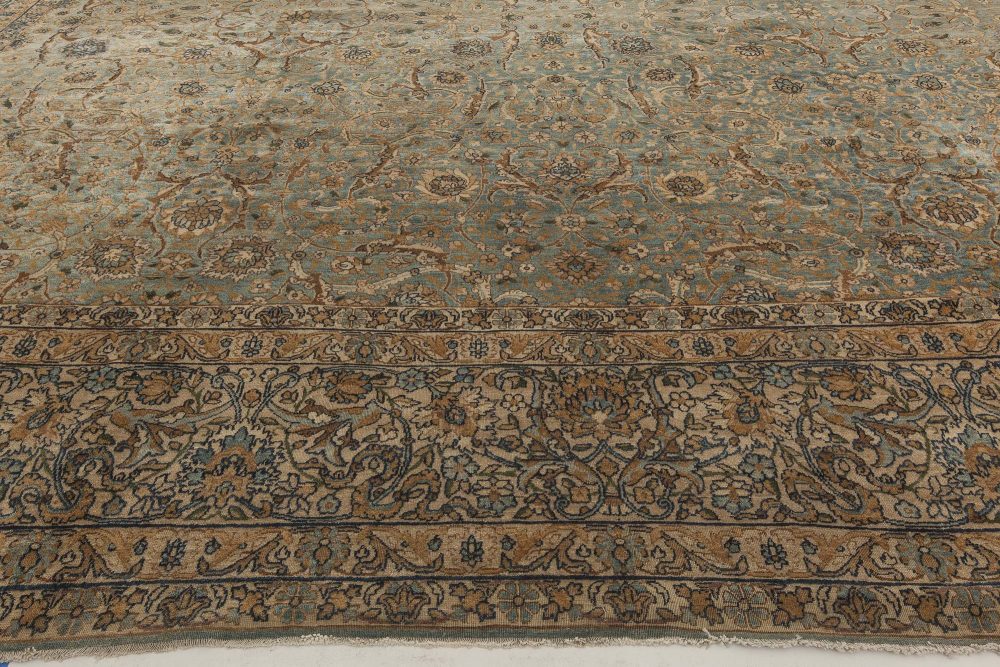 Vintage Persian Kirman Botanic Green Handmade Wool Rug BB5588