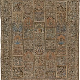 Antique Meshad Persian Allover Warm Tan Hand-Knotted Wool Rug – Circa 1920 BB5586