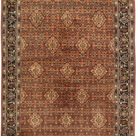 Midcentury Persian Sultanabad Wool Rug in Navy Blue, Greenish, Grey and Beige BB6389