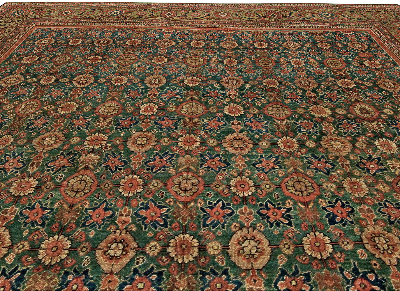 1920s Persian Sultanabad Red, Brown and Beige Handwoven Wool Rug BB5830