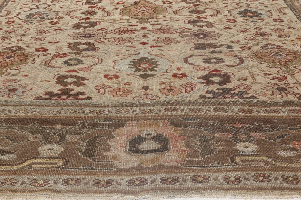 Mid-20th Century Persian Sultanabad Chestnut, Beige, Burgundy Handmade Wool Rug BB6453