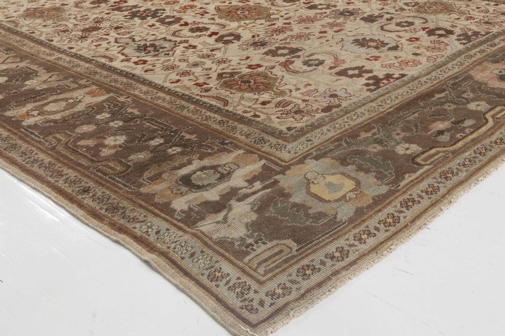 Mid-20th Century Persian Sultanabad Chestnut, Beige, Burgundy Handmade Wool Rug BB6453