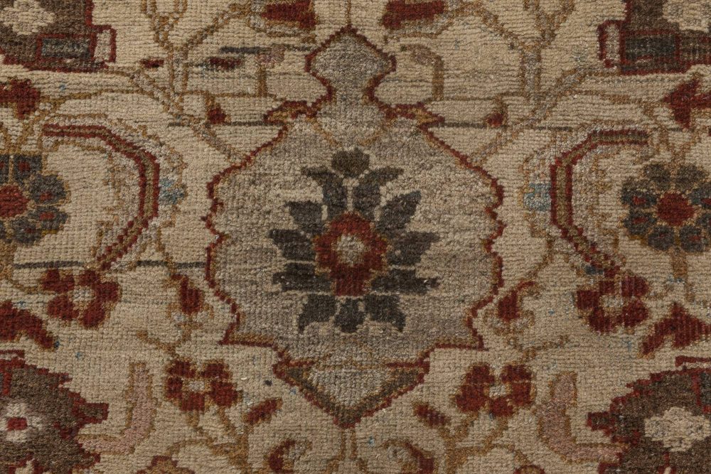 Mid-20th Century Persian Sultanabad Chestnut, Beige, Burgundy Handmade Wool Rug BB6453
