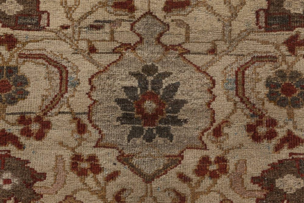 Mid-20th Century Persian Sultanabad Chestnut, Beige, Burgundy Handmade Wool Rug BB6453