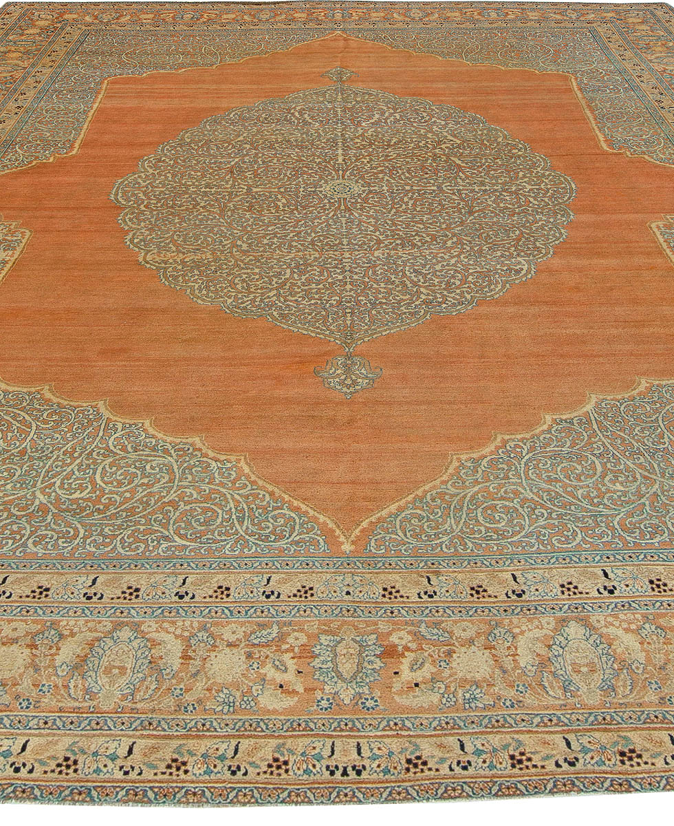 Antique Persian Tabriz Handmade Wool Rug BB5472