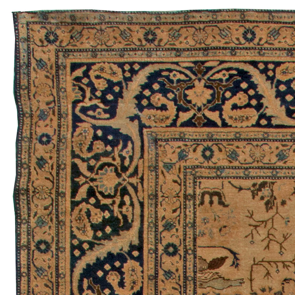 Antique Tabriz Rug in Blue and Brown BB5473