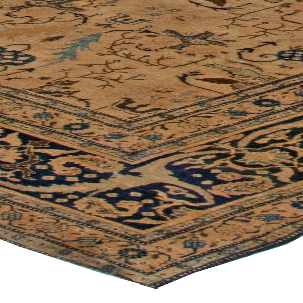 Antique Tabriz Rug in Blue and Brown BB5473