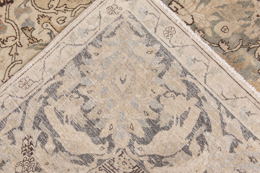 Early 20th Century Botanic Persian Tabriz Handmade Wool Rug BB6467