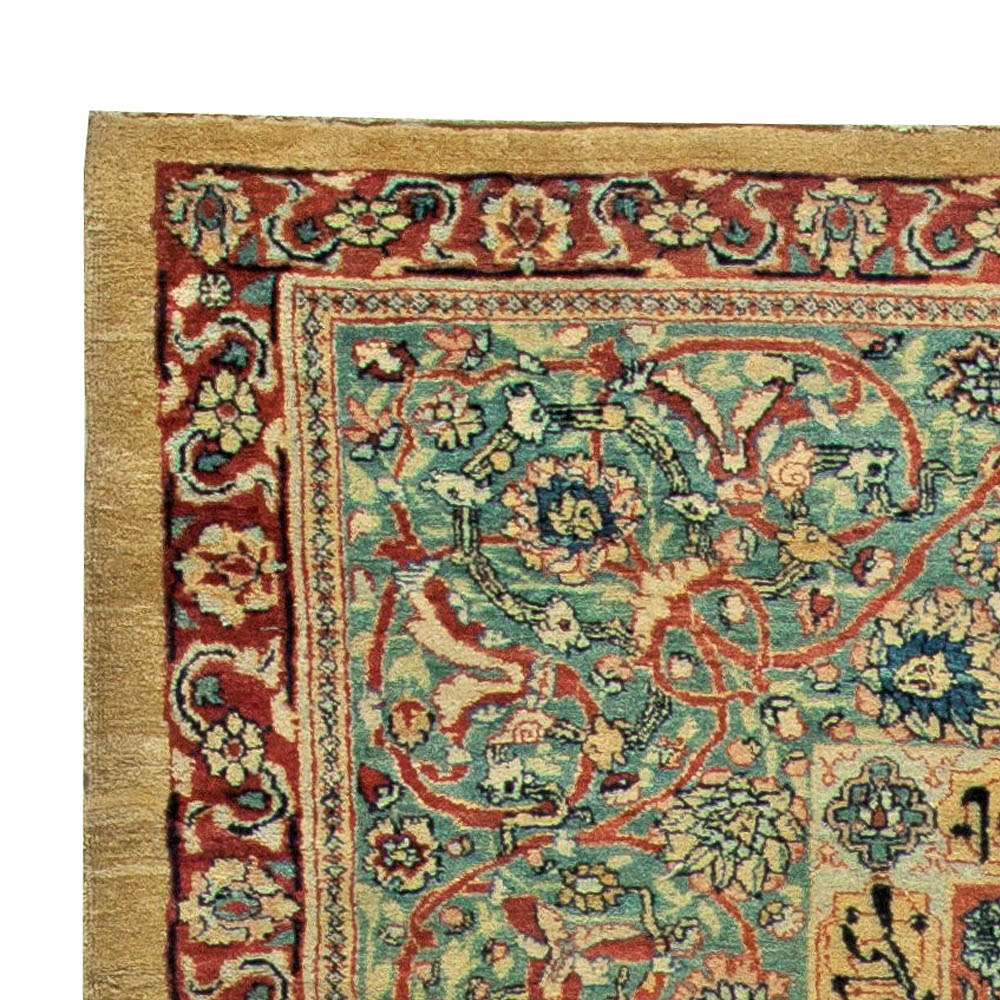 Fine Antique Persian Tabriz Animal, Botanic Handwoven Wool Carpet BB1036