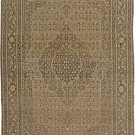 Tabriz Persian Antique Medallion Warm Tan Hand-Knotted Wool Rug – Circa 1900 BB5561