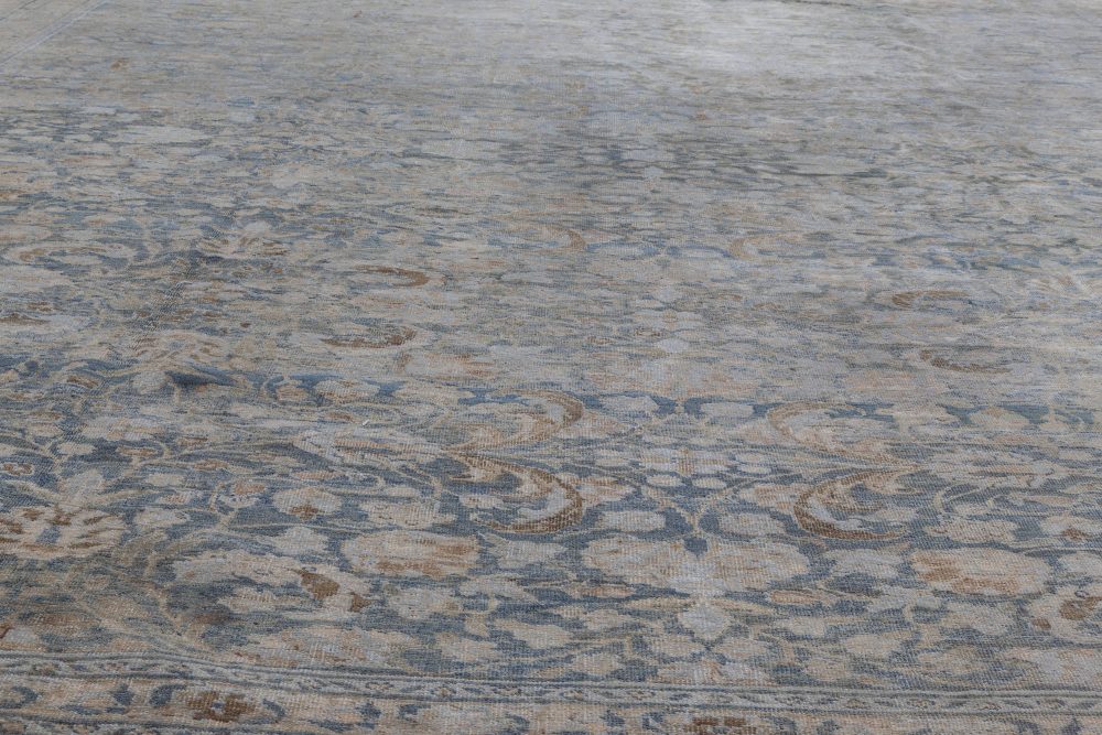 Fine Antique Persian Tabriz Blue, Beige Handmade Wool Rug BB5892