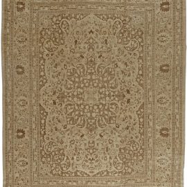 Antique Tabriz Persian Medallion Warm Tan With Brown Hand-Knotted Wool Rug – Circa 1900 BB5587