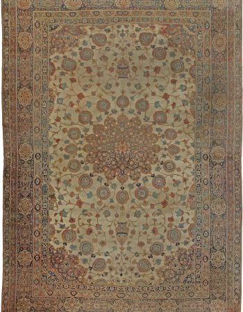 Antique Tabriz Persian Floral Allover Light Beige Hand-Knotted Wool Rug – Circa 1900 BB3325 Antique Tabriz Persian Floral Allover Light Beige Hand-Knotted Wool Rug – Circa 1900 BB3325