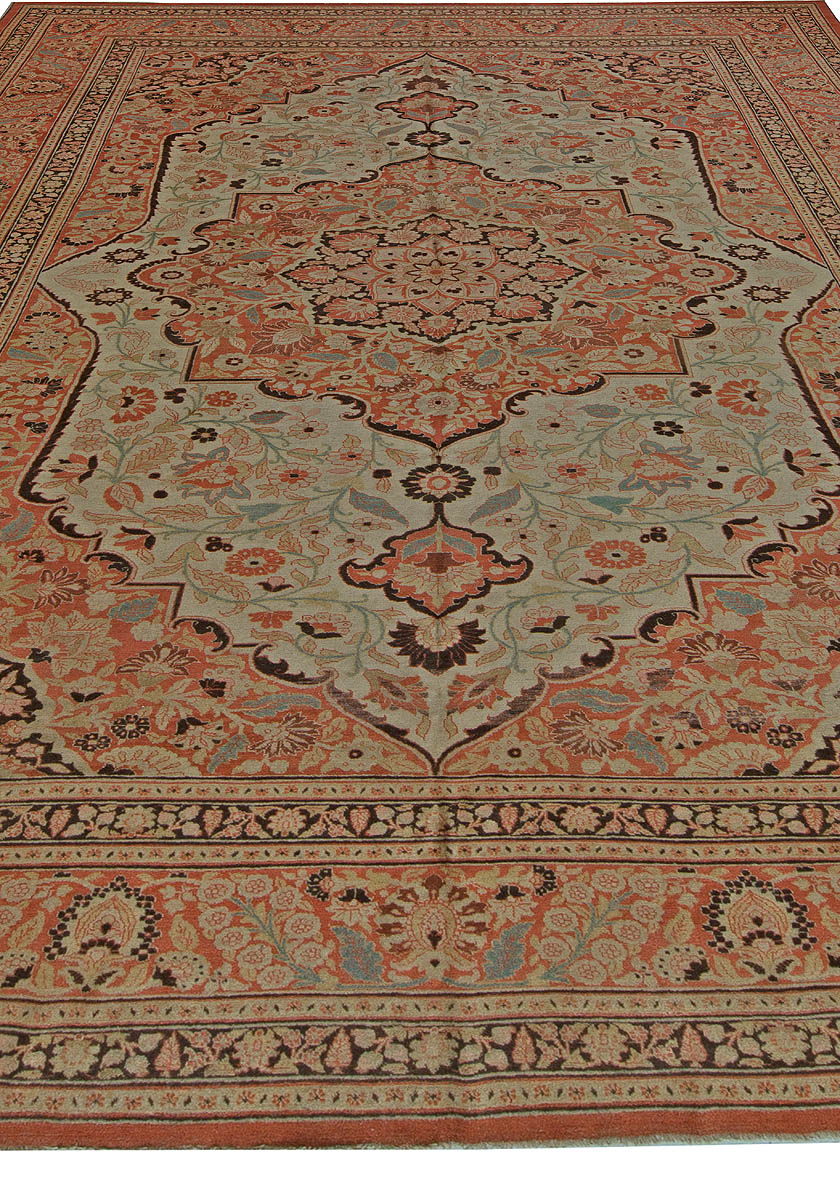 19th Century Persian Tabriz Beige, Brown and Terracotta Red Rug BB5471