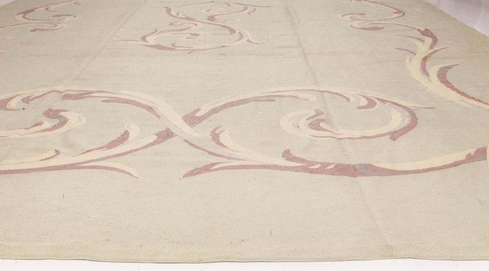 Authentic French Deco Mint Green Wool Rug BB2797