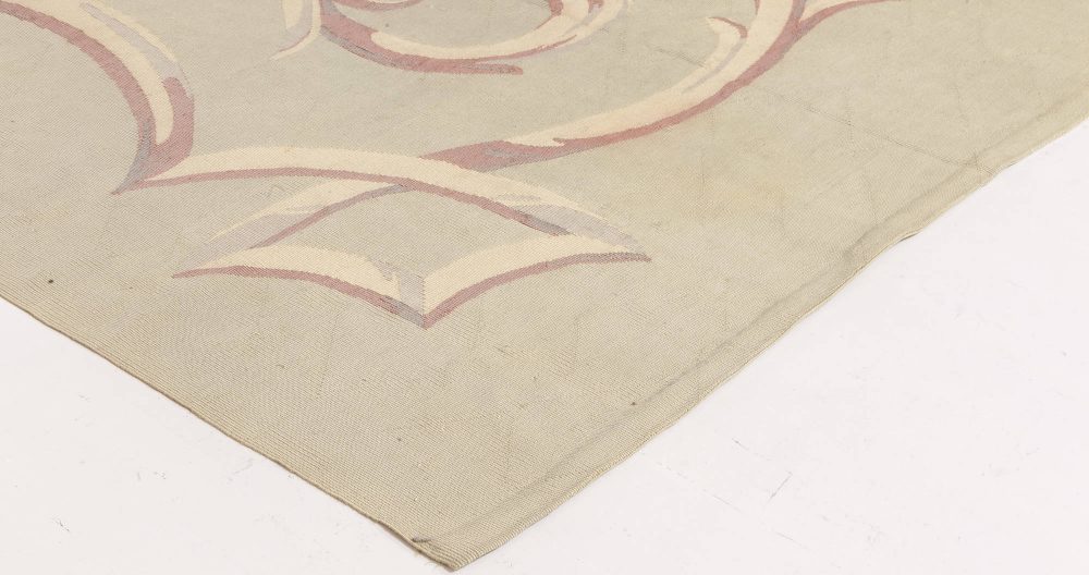 Authentic French Deco Mint Green Wool Rug BB2797