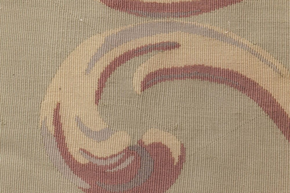 Authentic French Deco Mint Green Wool Rug BB2797