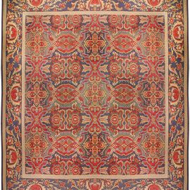 Aubusson French Antique Allover Geometric Soft Beige Hand-Knotted Wool Rug – Circa 1920 BB0181