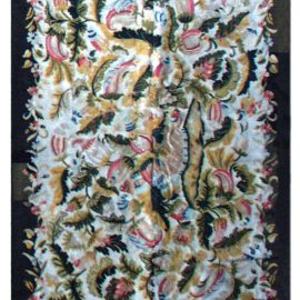 Antique French Botanic Needlework Rug BB2122