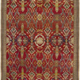 Authentic 19th Century Indian Bold Agra Red Handmade Wool Rug BB5109