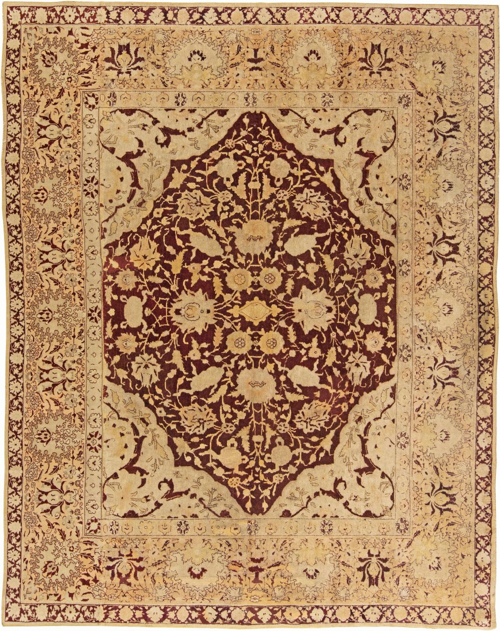 Antique Indian Amritsar Red, Beige Wool Carpet BB4633