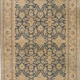 Antique Indian Floral Allover Warm Tan Hand-Knotted Wool Rug – Circa 1920 BB4039