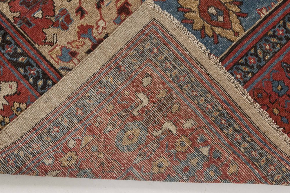 Authentic 19th Century Persian Bakshaish Red, Blue, Beige Rug (Size Adjusted) BB1107