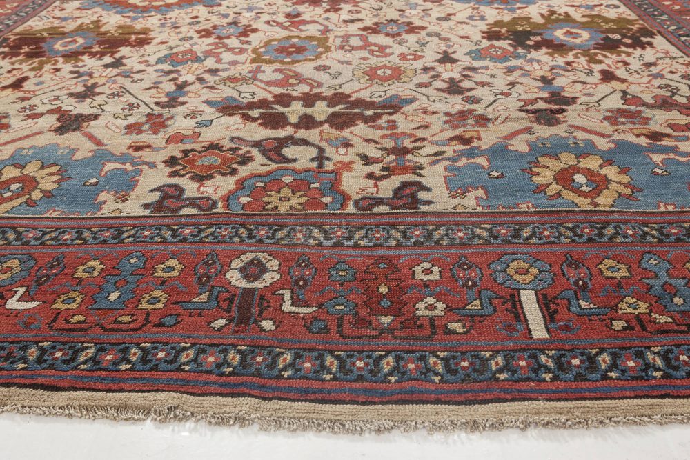 Authentic 19th Century Persian Bakshaish Red, Blue, Beige Rug (Size Adjusted) BB1107