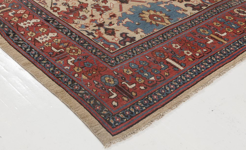 Authentic 19th Century Persian Bakshaish Red, Blue, Beige Rug (Size Adjusted) BB1107