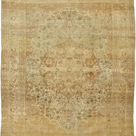 Antique Persian Kirman Beige Botanic Hand Knotted Wool Rug BB2670