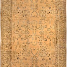 Antique Kirman Persian Medallion Warm Tan Hand-Knotted Wool Carpet – Circa 1900 BB4100