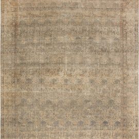 Antique Kirman Persian Allover Cream Beige Hand-Knotted Wool Rug – Circa 1900 BB4313