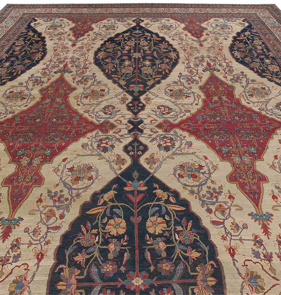 Beige Oversized Antique Persian Kirman Rug BB3727