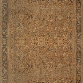 Authentic 19th Century Persian Sultanabad Orange, Brown Handmade Wool Rug BB2973