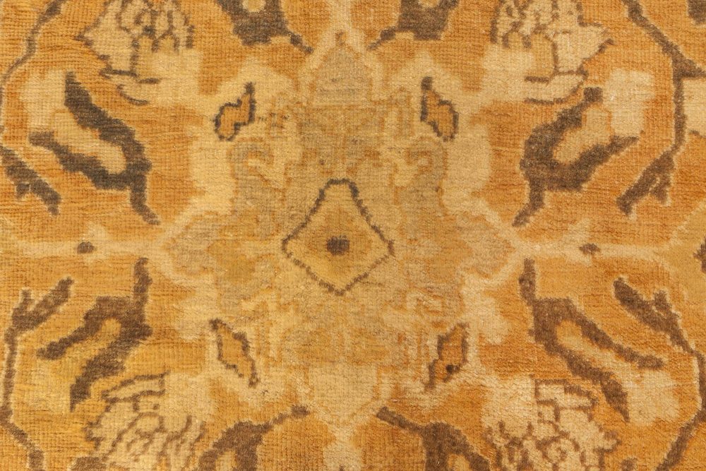 Authentic 19th Century Persian Sultanabad Orange, Brown Handmade Wool Rug BB2973