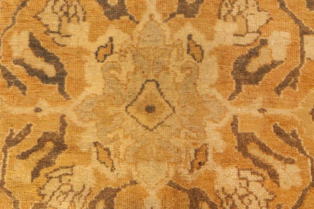 Authentic 19th Century Persian Sultanabad Orange, Brown Handmade Wool Rug BB2973