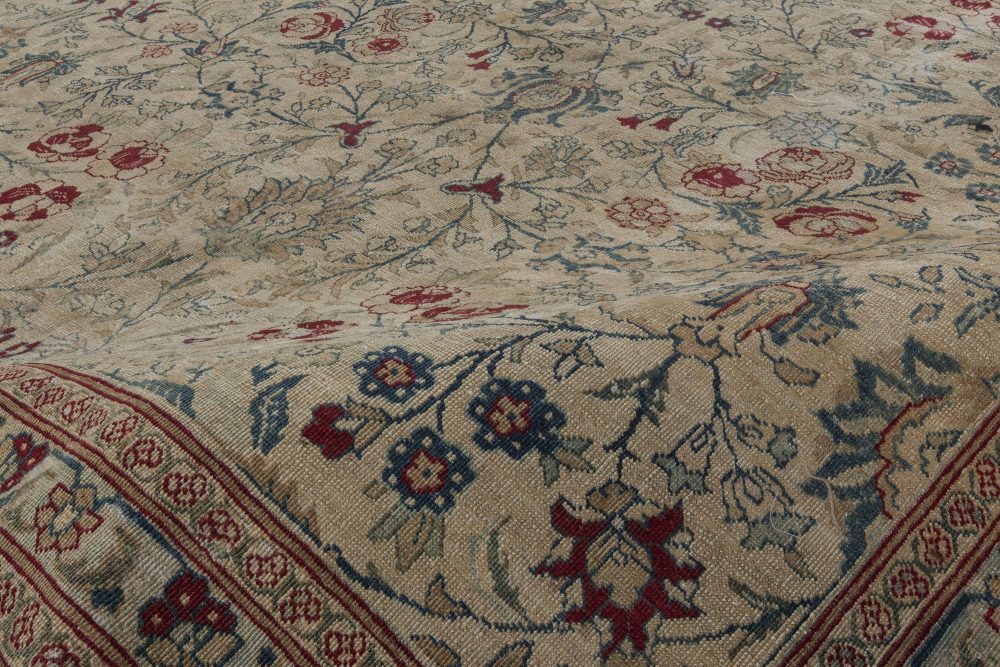 Antique Persian Tabriz Botanic Handmade Wool Rug BB2849